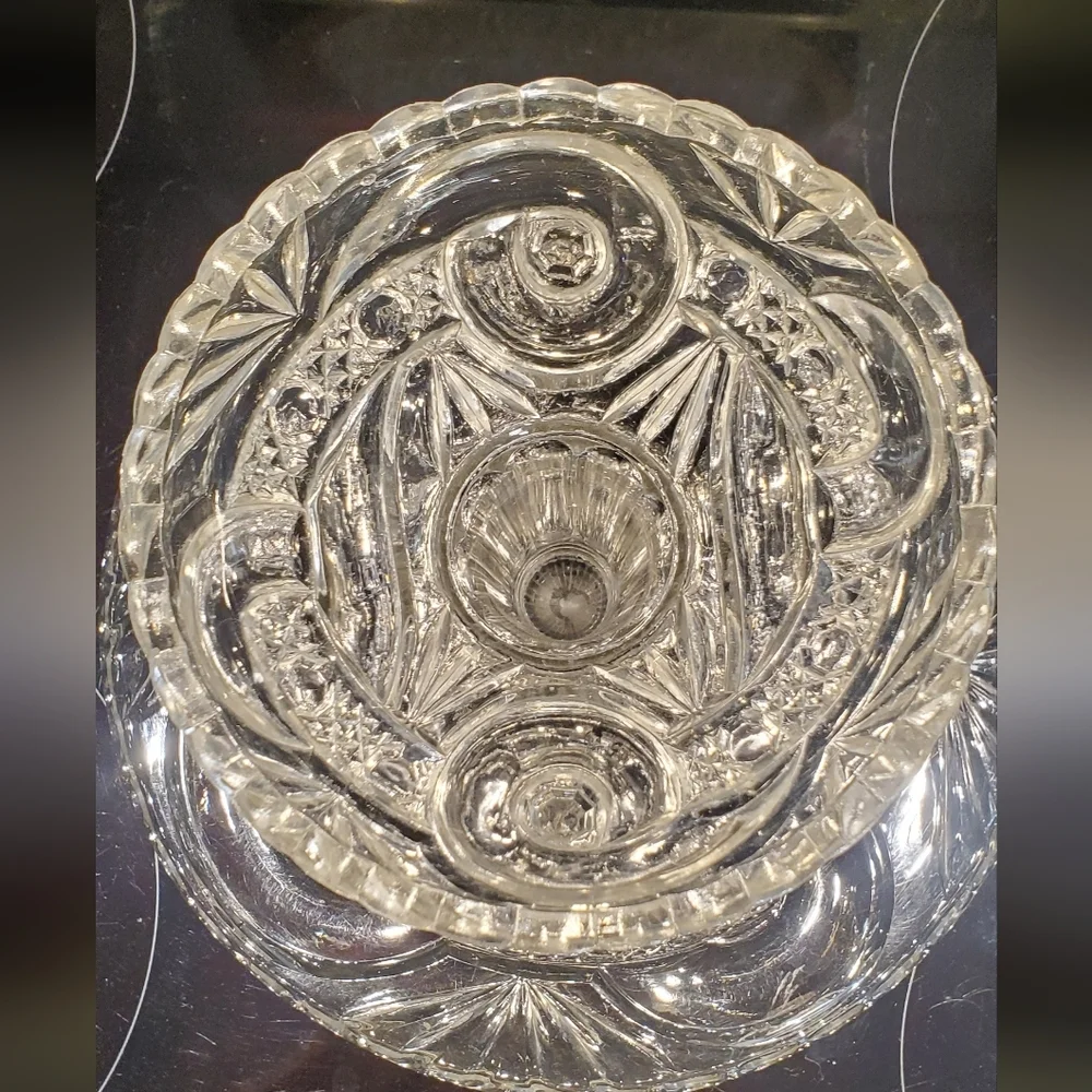 West Virginia Glass Company No. 213 AKA Scroll Cane Band Cake Stand Circa 1895